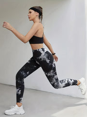 Tie Dye Sports Leggings Hip Lifting Yoga Fitness Tights Women's Activewear