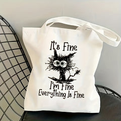 Cat Print Tote Bag Lightweight Canvas Shoulder Bag