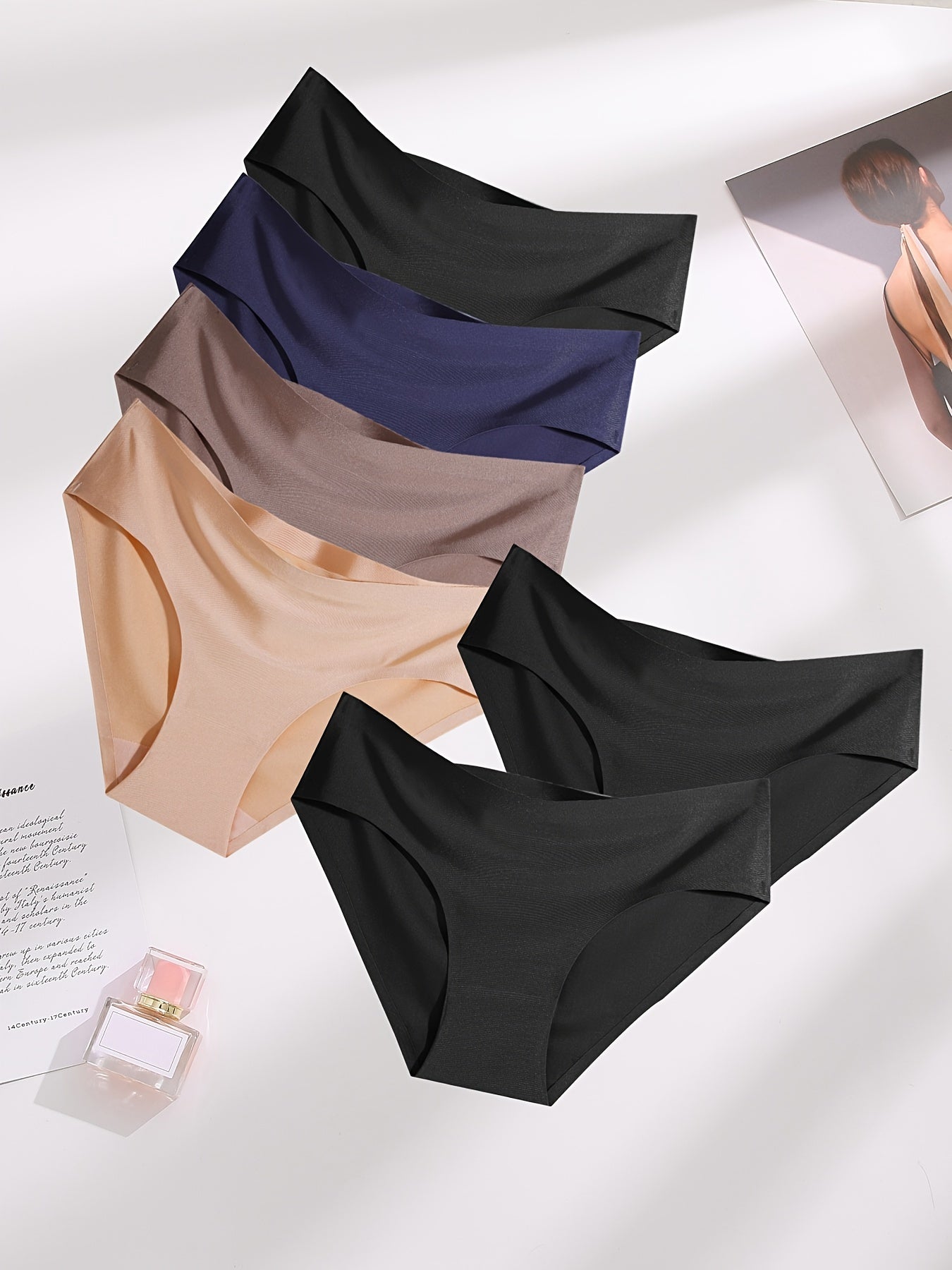 6pcs Seamless Solid Bikini Panties Women's Lingerie