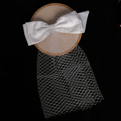 Faux Pearl Bow Veil Headband Wedding Bridal Accessories