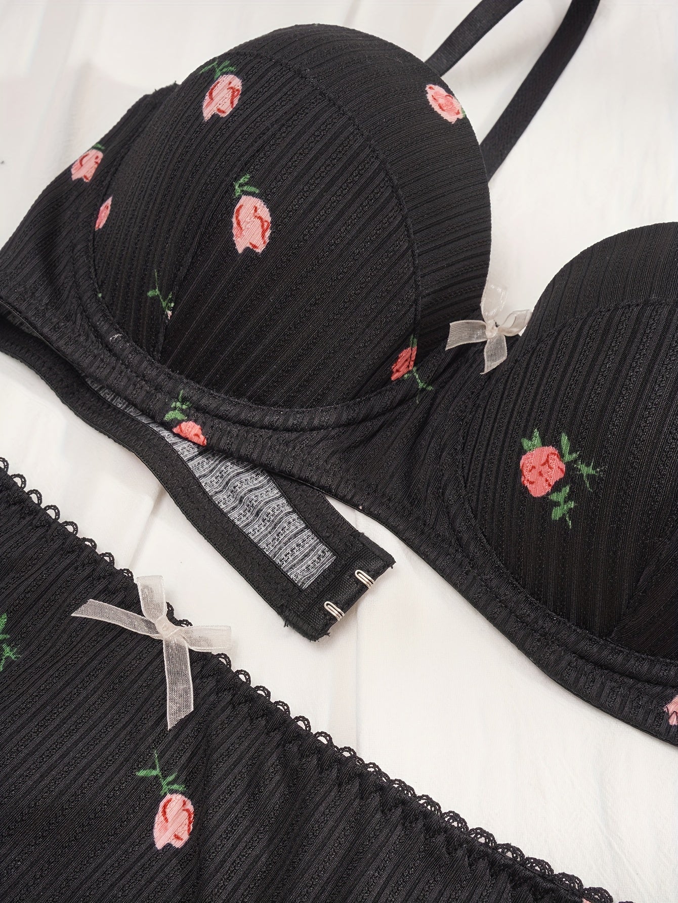 Floral Print Push Up Bra & Panties Set