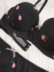 Floral Print Push Up Bra & Panties Set