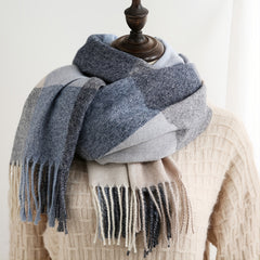 Thick Plaid Cashmere Scarf for Women's Winter Warmth