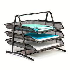 3 Tier Desktop File Organizer Office Organizer & Stacking File Holder