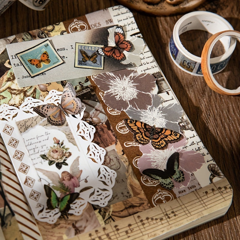 Box Plant Flower Butterfly Maps Washi Paper Tape for DIY Journaling