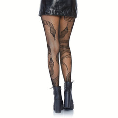 Snake Pattern Fishnet Tights High Waist Mesh Pantyhose