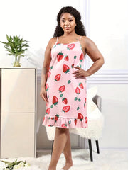 Strawberry Print Cami Sleep Dress