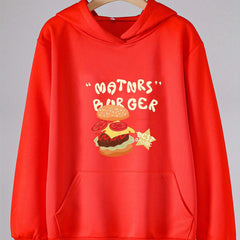 Girls Hamburger Pattern Hooded Sweatshirt Long Sleeve