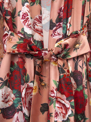 Lace Long Sleeve Robe Open Front Belted Bathrobe
