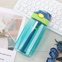 480ml Leakproof Cartoon Water Cup with Straw for Outdoor Sports
