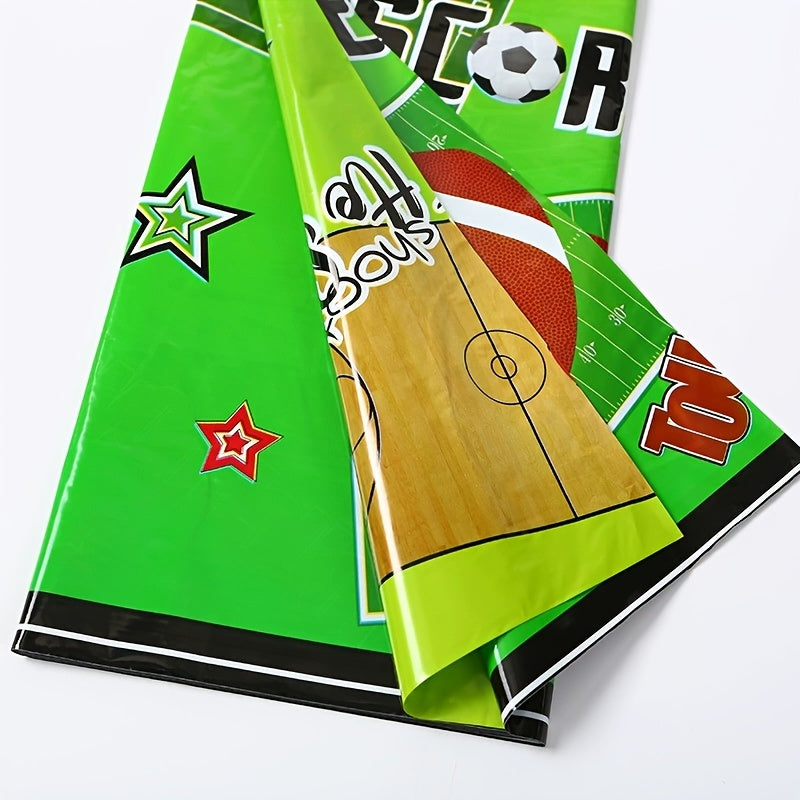 2pcs Sports Theme Birthday Party Tablecloth Football Basketball Rugby Decoration