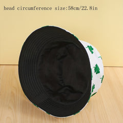 Lucky Clover Print Bucket Hat Green Sunscreen Fisherman Cap
