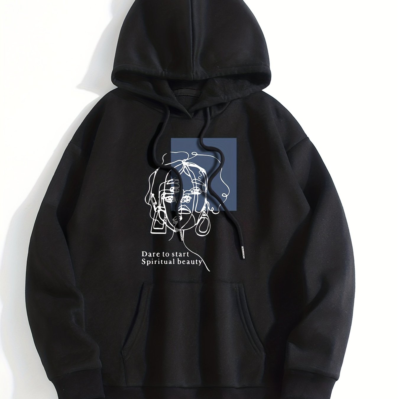 Abstract Kangaroo Pocket Hoodie Drawstring Hood