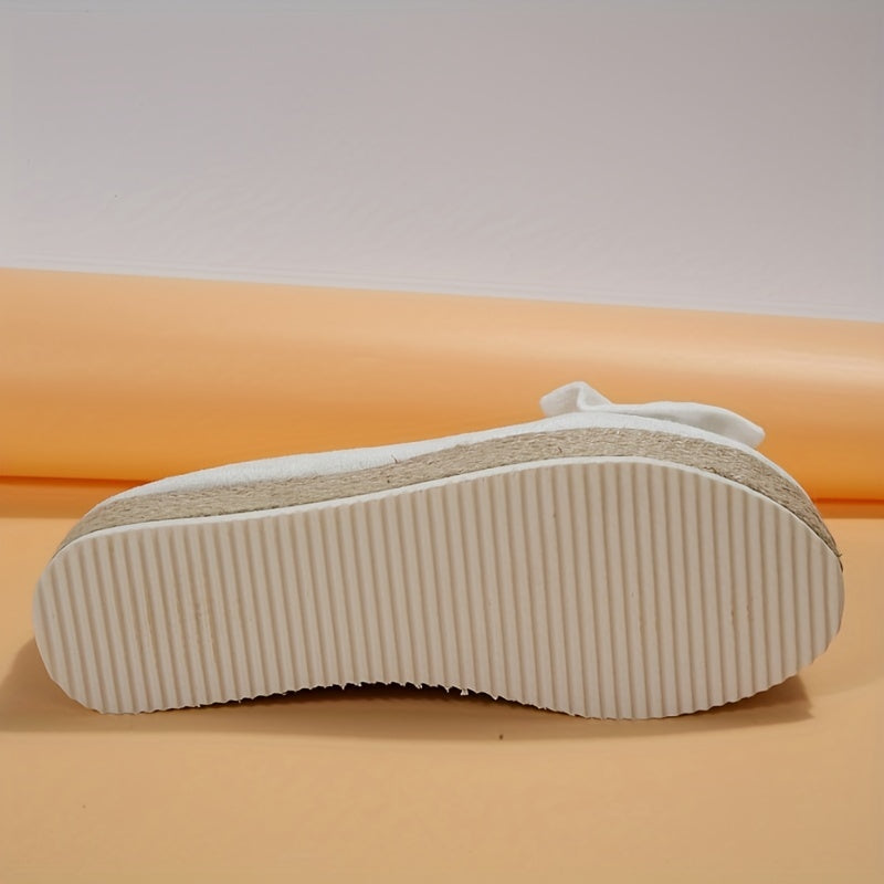 Women's Bowknot Platform Slip On Low Espadrilles Bottom Shoes