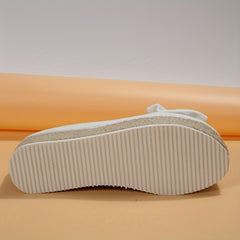 Women's Bowknot Platform Slip On Low Espadrilles Bottom Shoes