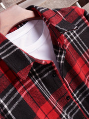 Men's Plaid Long Sleeve Shirt for Spring Autumn