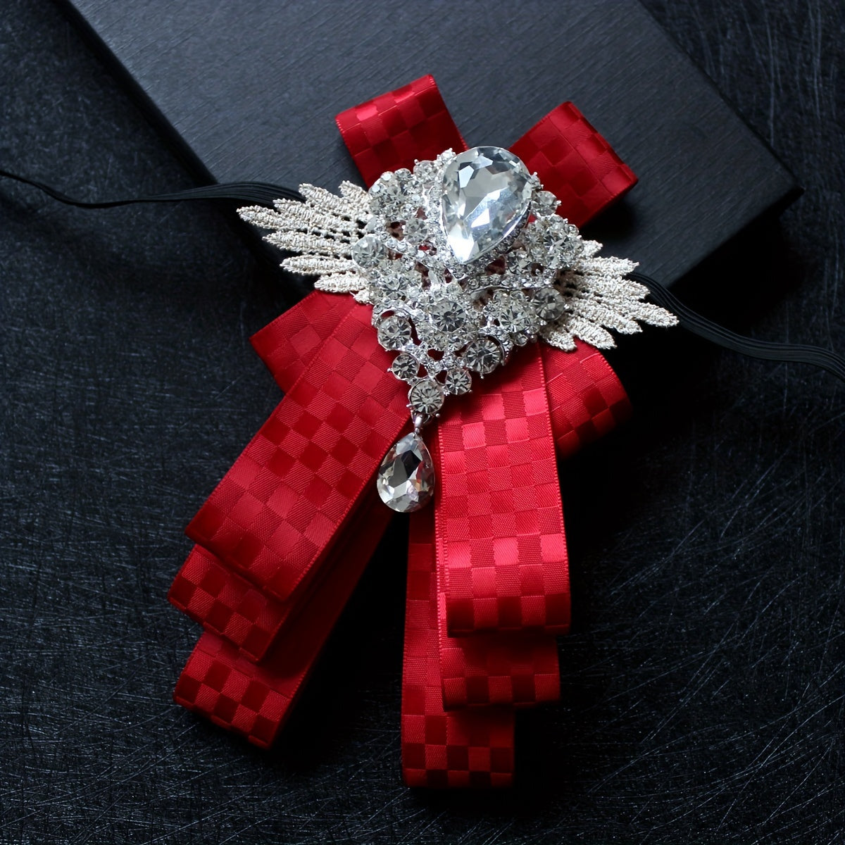 Sparkling Faux Diamond Bow Tie Collar Flower Tie for Men