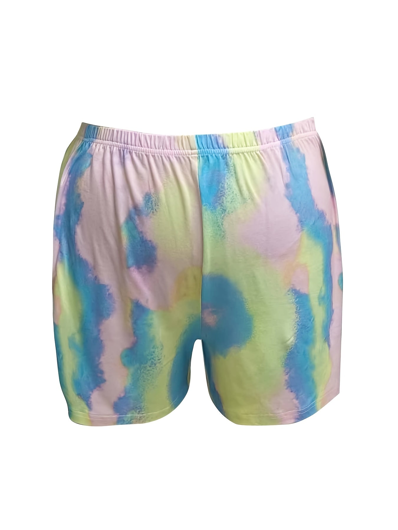 Tie Dye One Shoulder Tee & Shorts Pajama Set