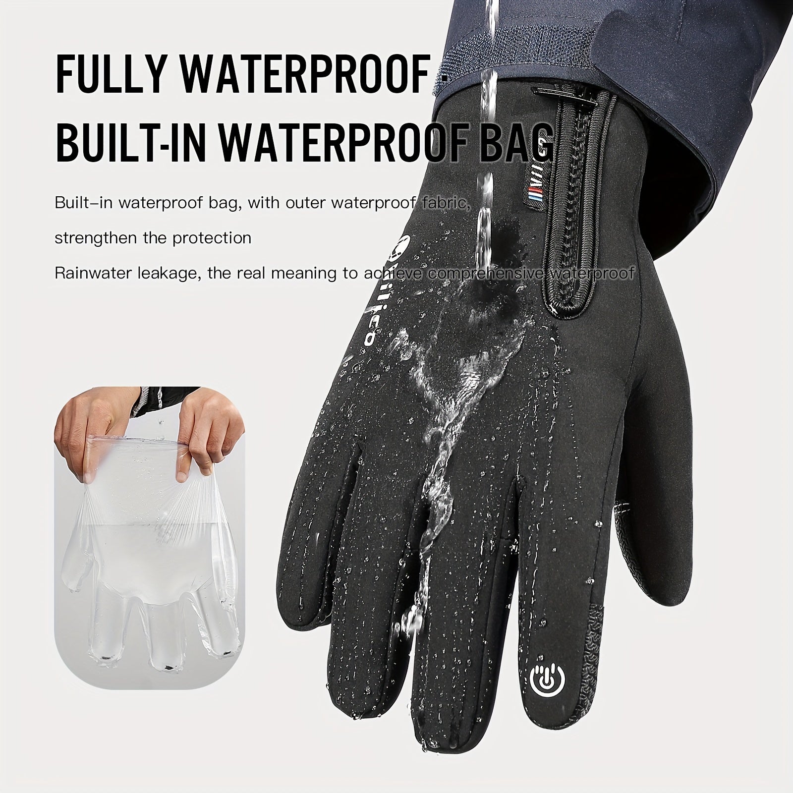 Men's Thickened Plus Velvet Waterproof Outdoor Riding Gloves Touch Screen