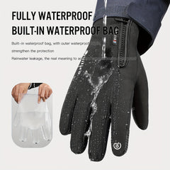 Men's Thickened Plus Velvet Waterproof Outdoor Riding Gloves Touch Screen