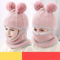 Kids Winter Hat with Mask Neck Gaiter