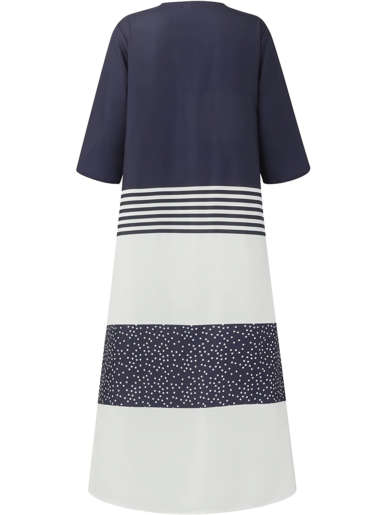 Colorblock Half Sleeve V Neck Maxi Shirt Dress