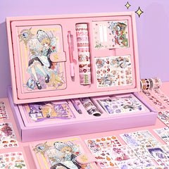 Cute Cartoon Notebook Set for Girls with Stickers & Tapes