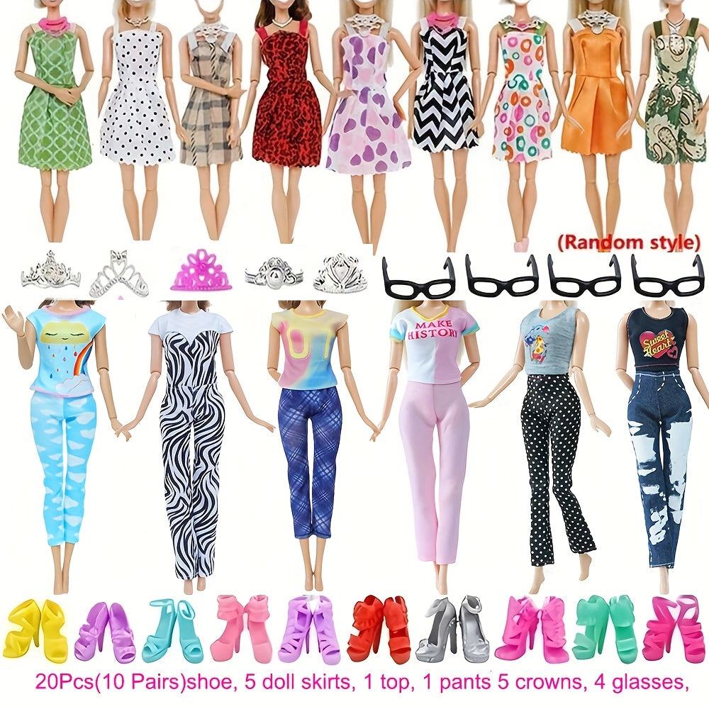36pcs Doll Clothes and Jewelry Set for 29 Dolls Complete Outfits