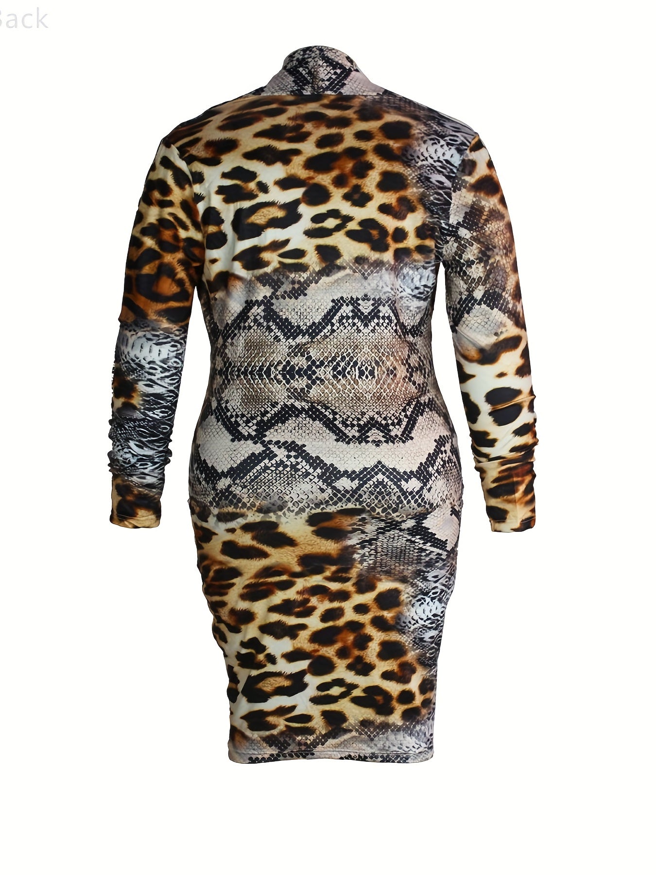 Sexy Dress Women's Plus Colorblock Leopard Print V Neck