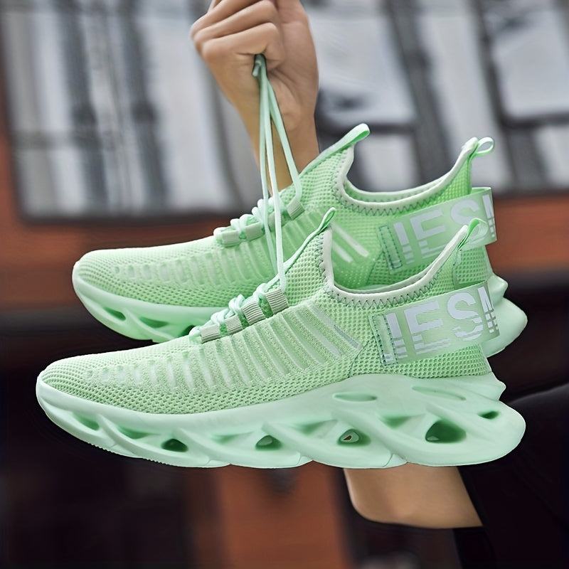 Men's Breathable Lace Up Knit Sneakers Casual Shoes