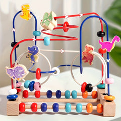 Colorful Wooden Dinosaur & Animal Bead Maze Toy for Kids