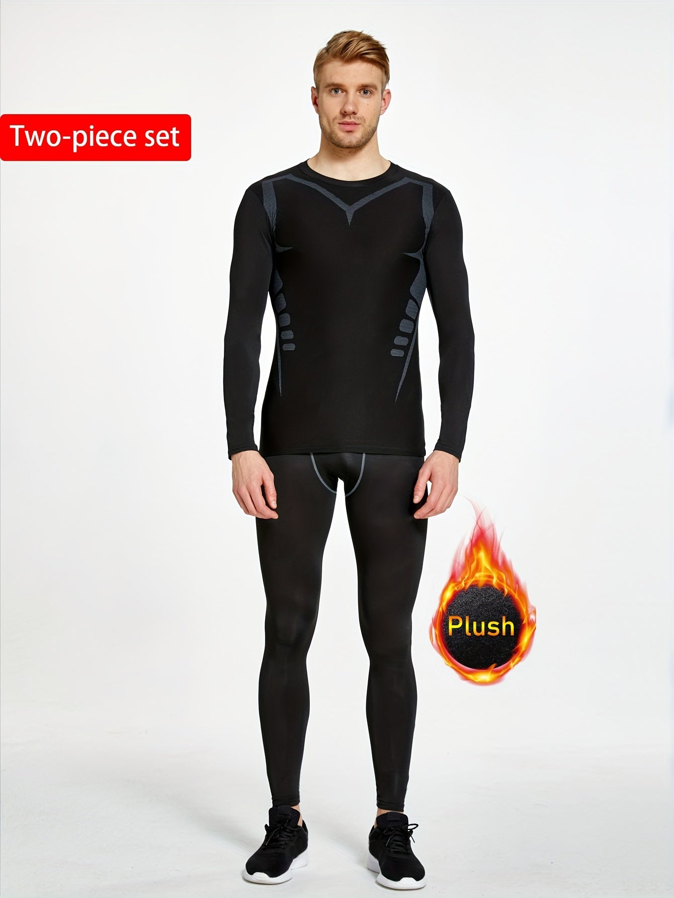 Men's Warm Fleece Athletic Tracksuit Skinny Fit Long Sleeve Jersey