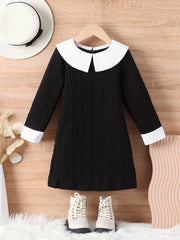 Girls' Colorblock Long Sleeve Dress for Party