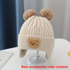 Winter Baby Beanie Cartoon Bear Ear Protection Knitted Hat
