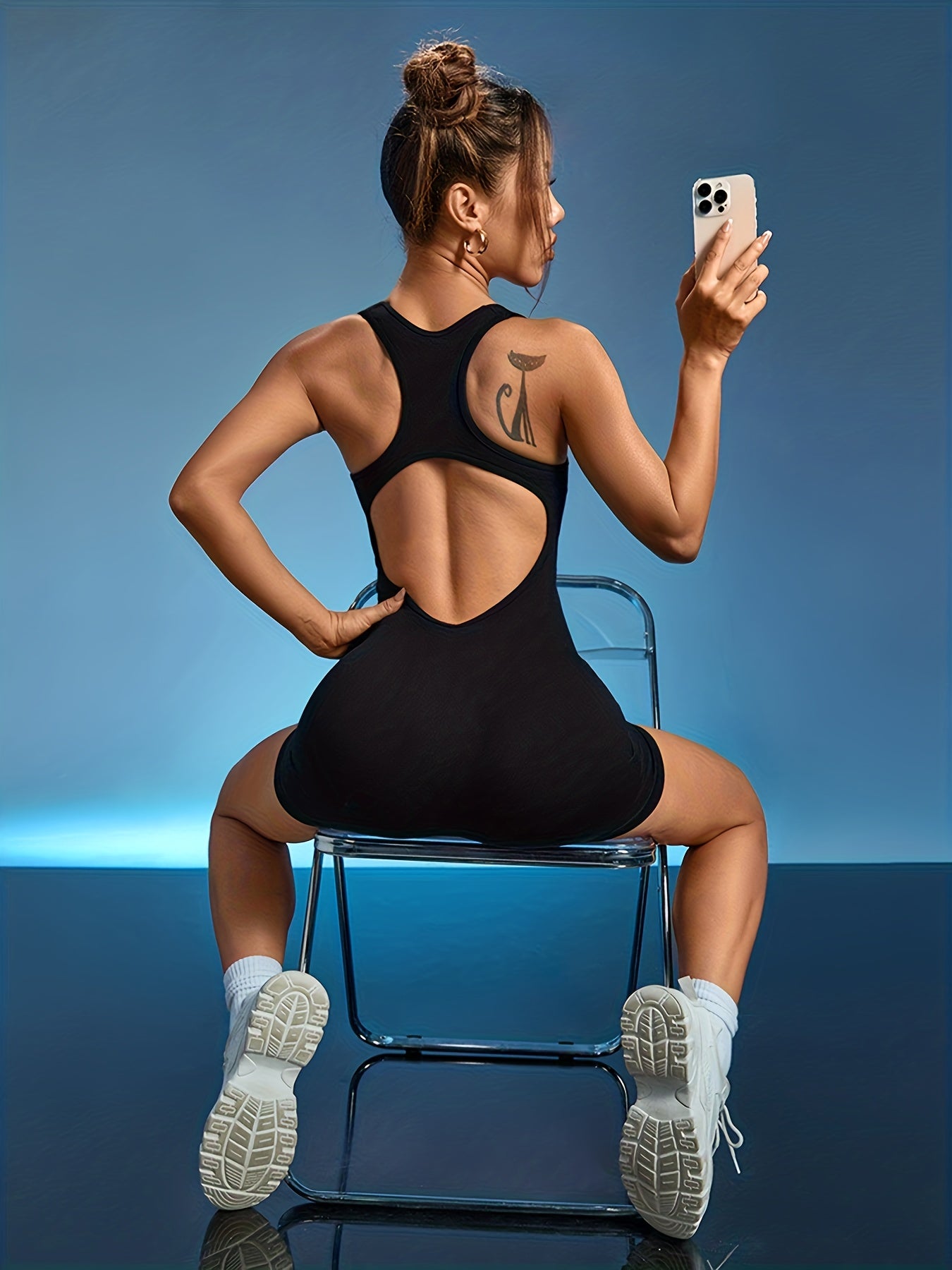 Racer Back Jumpsuit High Stretch Bodysuit Women's Activewear
