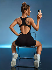 Racer Back Jumpsuit High Stretch Bodysuit Women's Activewear