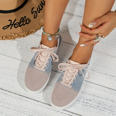 Women's Breathable Knit Sneakers Casual Lace Up Outdoor Shoes