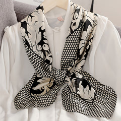 Floral Print Square Scarf Satin Shawl Neck Wrap