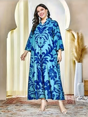 Modest Abaya Dress Women's Plus Floral Ruffled Maxi Dress