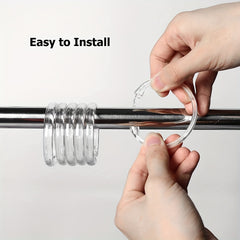 12 Transparent Plastic Shower Curtain Rings High Hooks For Bathroom Shower Rods