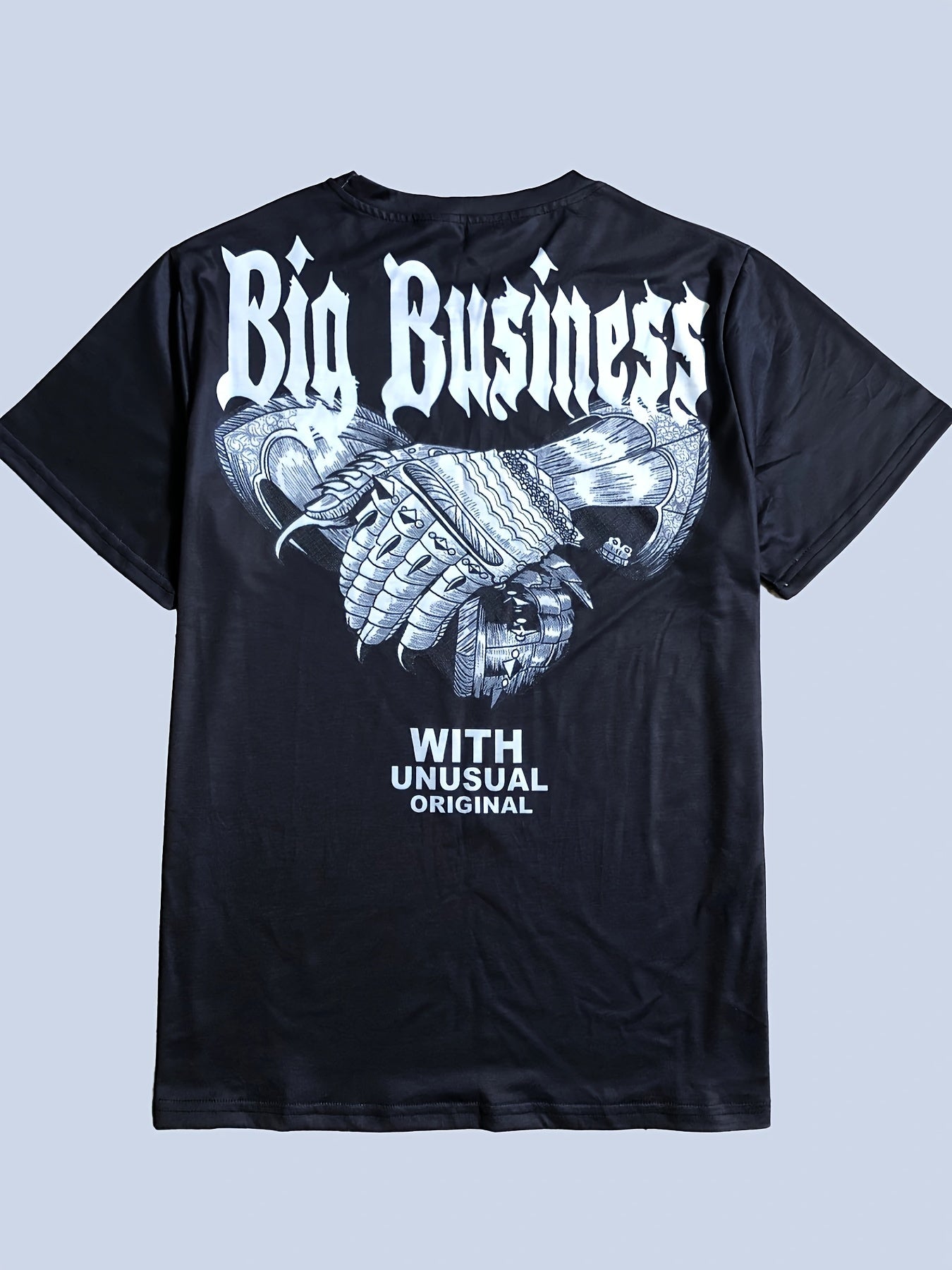 Men's Business Print Sports T-shirt Casual Stretch Round Neck Tee Shirt