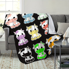 Colorful Little Cow Print Flannel Blanket Soft Winter Warm Blanket