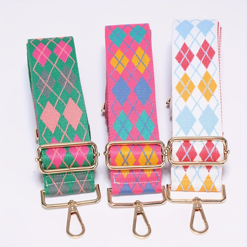 Colorful Geometric Pattern Bag Strap Lightweight Adjustable Travel Accessories
