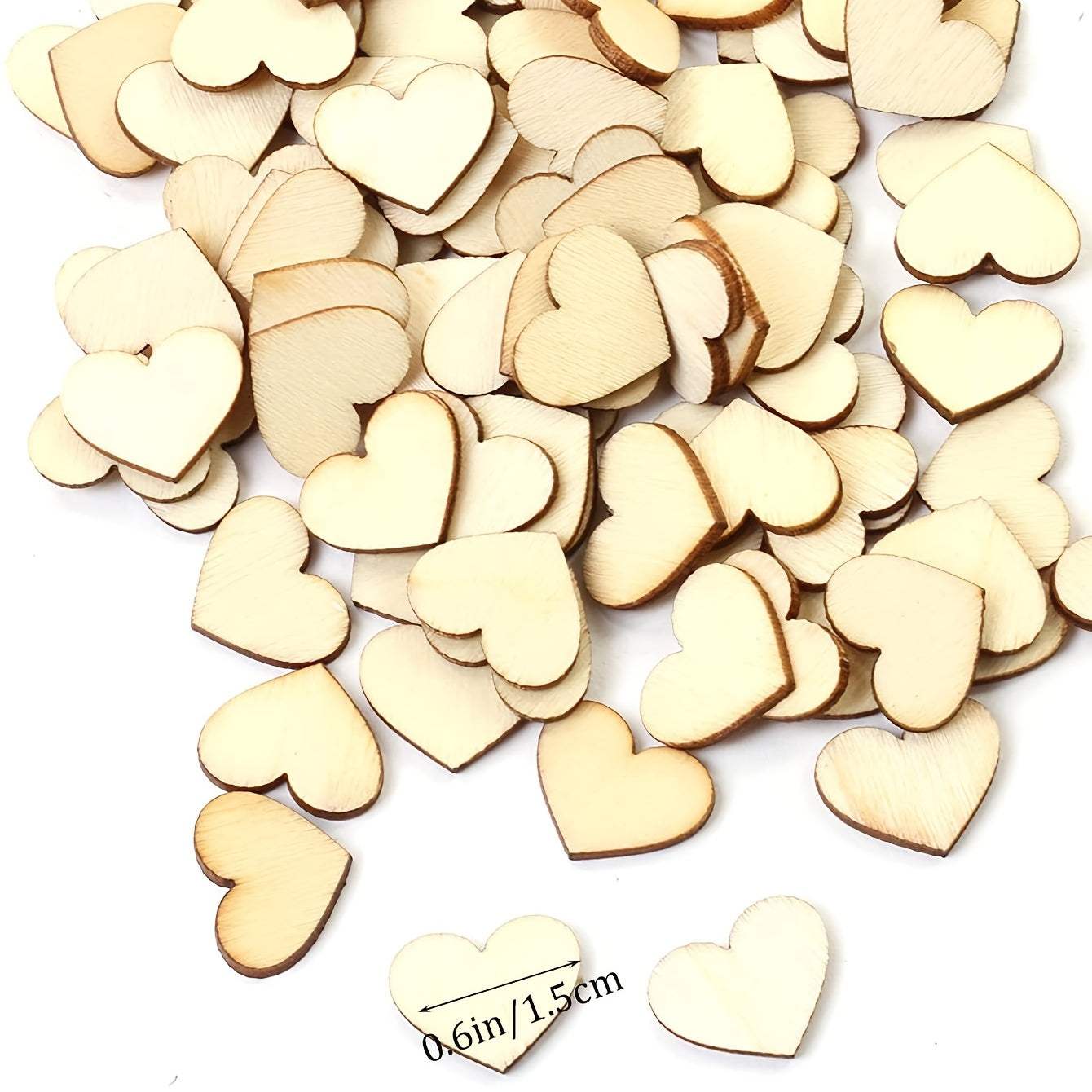 100pcs Wooden Peach Heart Shaped Desktop Decoration Wedding Art Craft