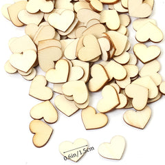 100pcs Wooden Peach Heart Shaped Desktop Decoration Wedding Art Craft