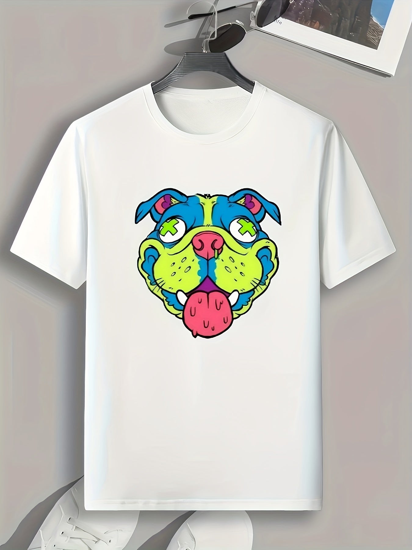 Dog Pattern Print Men's Sports T-shirt Graphic Tee Outdoor Clothing Fitness Gift