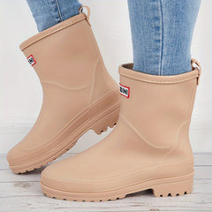 Women's Letter Patched Rain Boots Waterproof Ankle Boots
