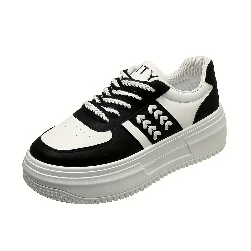 Women's Colorblock Platform Sneakers Casual Lace Up Outdoor Shoes