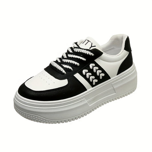 Women's Colorblock Platform Sneakers Casual Lace Up Outdoor Shoes