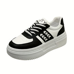 Women's Colorblock Platform Sneakers Casual Lace Up Outdoor Shoes